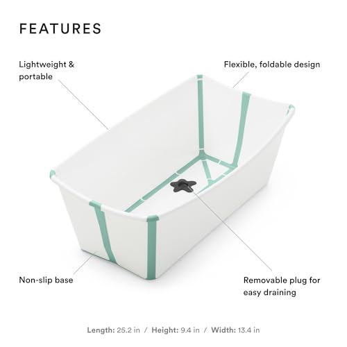 Stokke Flexi Bath Portable Baby Bathtub Heat-Sensitive Plug White Aqua New