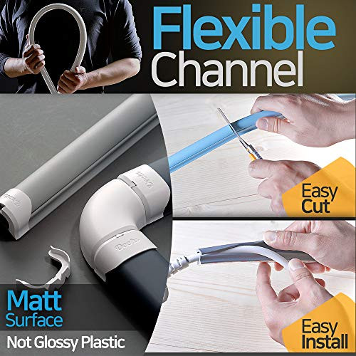 Flexible 6 x 39" Channel Cord Raceway Kit, Cable Deco Plus, Dark-Gray Tube New