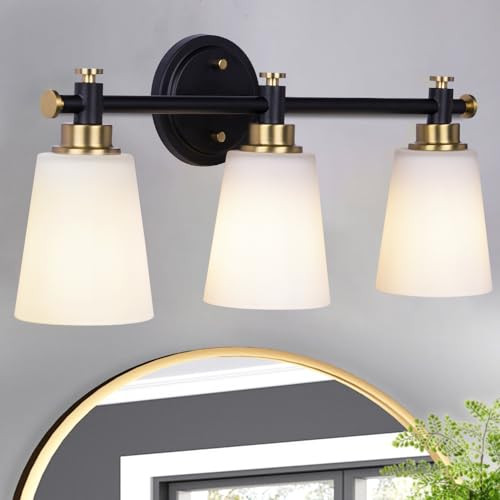 Bonhar Black Gold Vanity Lights Bathroom Lights Over Mirror 3 Light Fixtures New