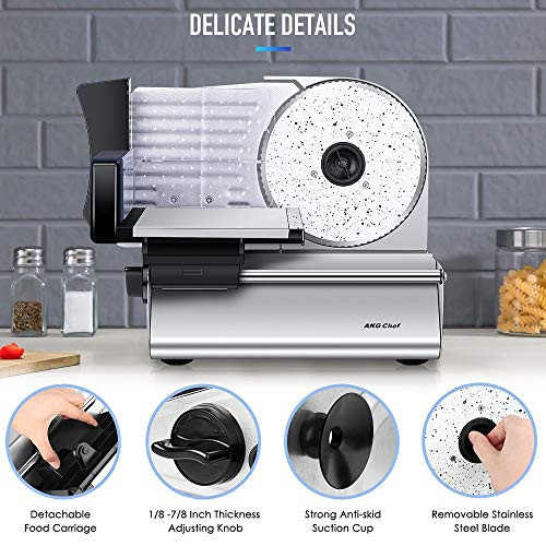 AKG Electric Food Slicer, Precision 7.5” ceramic Stainless Steel B08L8SCHZD New