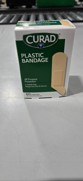 CURAD PLASTIC BANDAGE, ALL PURPOSE PROTECTION, 4-SIDED SEAL, 60 BANDAGES New