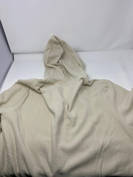 BLUE ICE MEN'S LOOSE FIT WAFFLE KNIT THERMAL HENLEY HOODIE - SIZE:2XL - NATURAL New