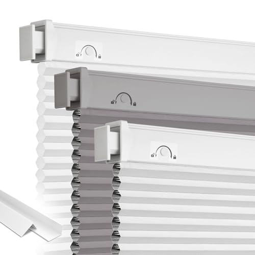 Grandekor Blackout No Drill Blinds for Windows,31" W x 64" H,White New