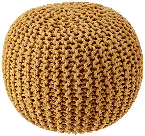REDEARTH Round Pouf Ottoman Hand Knitted Boho Poof Footrest B07RXKZ11M - Mustard New