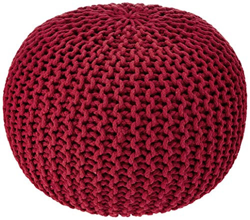 REDEARTH Round Pouf Ottoman Hand Knitted Boho Poof Footrest B07RZLGQJ8 - Red New