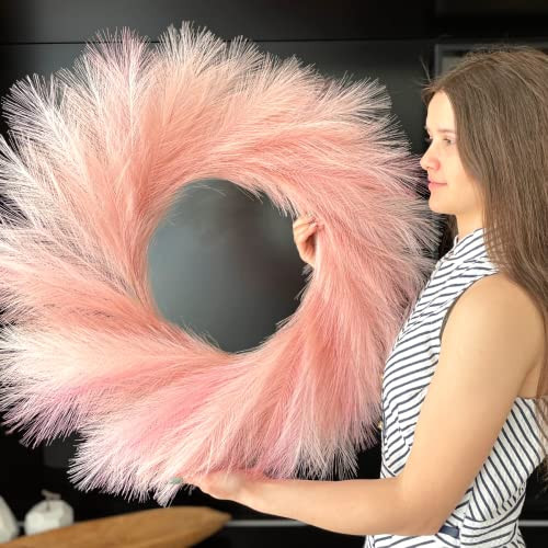 L U N A M A HOME DÉCOR Fall Pampas Grass Wreath 27'' Light Pink B09PLQ7Y83 New