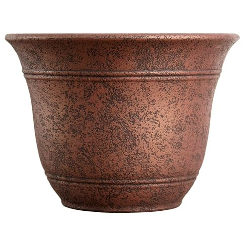 The HC Companies Sierra Round Self-Watering Pot Plastic (13” Rustic Redstone) New
