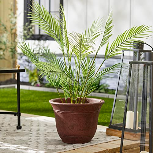 The HC Companies Sierra Round Self-Watering Pot Plastic (13” Rustic Redstone) New