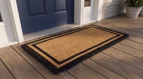 Kempf Black Border Coco Coir Door Mat, 24" x 48", Woven Backed, Heavy Duty New