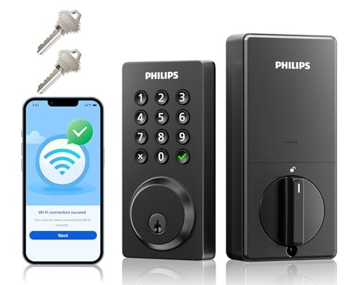 PHILIPS SMART LOCK DOOR LOCK BUILT-WIFI APP REMOTE CONTROL LOCK, BLACK