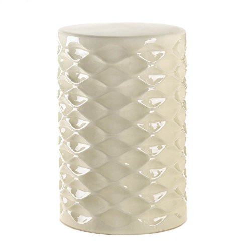 Accent Plus Ivory Faceted Ceramic Stool New