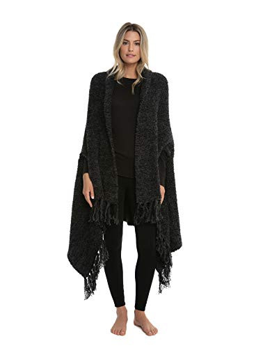 Barefoot Dreams CozyChic Luxe Laguna Wrap, Size: 6'x 34" Color: Carbon Black New