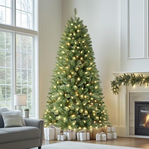 SHARECONN 7.5FT PRELIT ARTIFICIAL HINGED CHRISTMAS TREE LIGHTS 350 WARM WHITE
