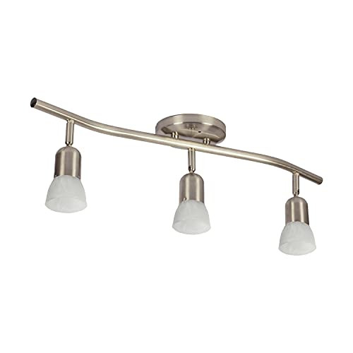 3 Light Track Lighting Wall or Ceiling Light Fixture Adjustable Brushed Nickel New