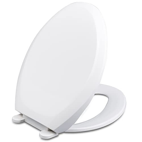 Elongated Toilet Seat, Slow Close Toilet Seat with Cover B09FX41543 - White New