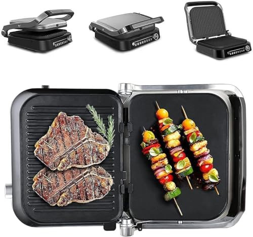 Gevi Electric Griddle, 7-in-1 Electric Grill Air Fryer Combo, Silver New