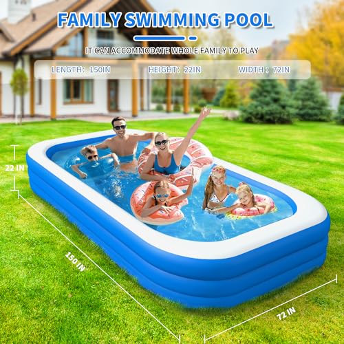 OLYMSOLD Inflatable Swimming Pool Large Blow up 150 x 72 x 22 inch - Blue New