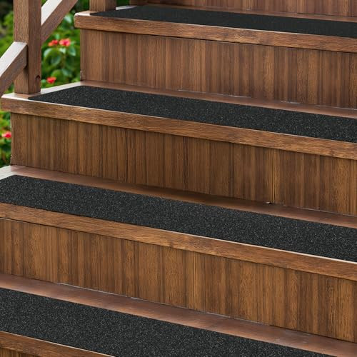 KOOTETA OUTDOOR STAIR TREADS NON-SLIP 30"x6" 8-PACK GRIP TAPE - BLACK