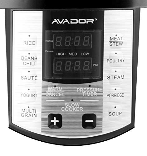 AVADOR 10 Preset Menu Electric Pressure Cooker 6Qt/1000W, Stainless Steel New