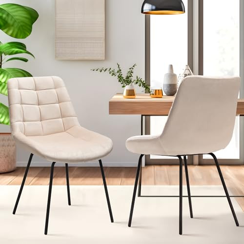 NicBex Velvet Dining Chairs Upholstered Reception Tufted Accent 2pcs - Khaki New