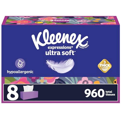 Kleenex Expressions Ultra Soft Facial Tissues, 8 Flat Boxes 120T/Box B09N9WGLTC New