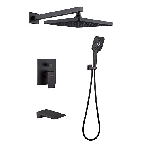 Shower Faucet Kit High Pressure Rain Shower head and 3-Setting Handheld Spout New
