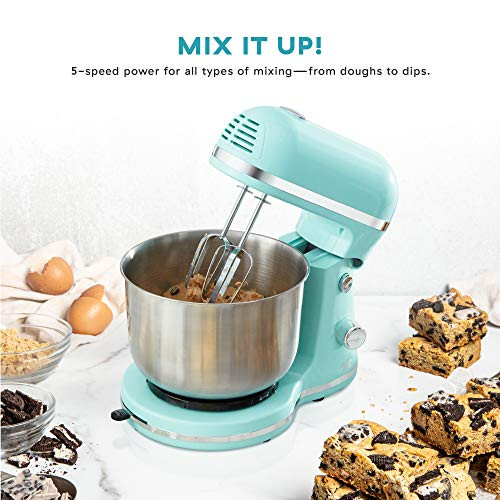 DASH Delish by DASH Compact Stand Mixer 3.5 Quart Beaters Dough Hooks - Blue New