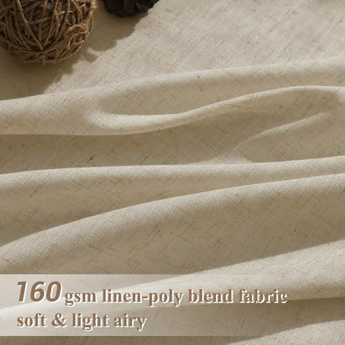 JOYWELL EXTRA LONG LINEN CURTAINS 120 INCHES FOR LIVING ROOM - EGGSHELL BEIGE