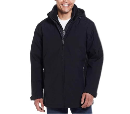 Weatherproof Men’s Ultra Tech Removable Fleece Lined Hood Jacket (Black,Small) New
