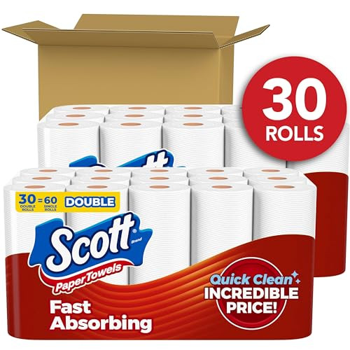 Scott Choose-A-Sheet Paper Towels 30 Double Rolls, 60 Regular Rolls - NEW New