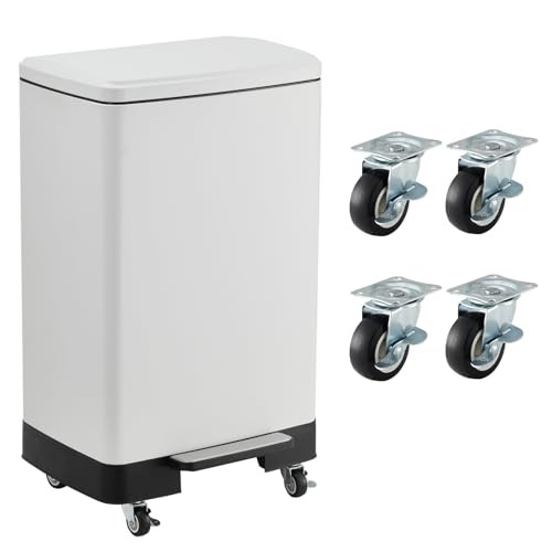 Garvee 16 Gal / 60L Step-On Stainless Steel Kitchen Trash Can - Silver New