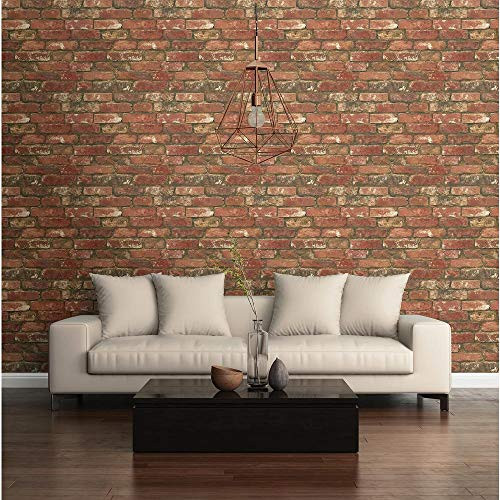 30.75 sq. ft. Red West End Brick Peel and Stick Wallpaper New
