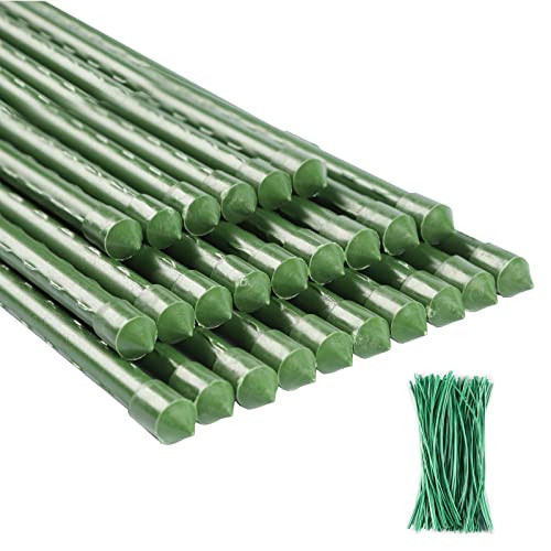 Tingyuan Garden Stakes 25 Pack Tomato Stakes Plant Sticks with 100 Ties (36") New