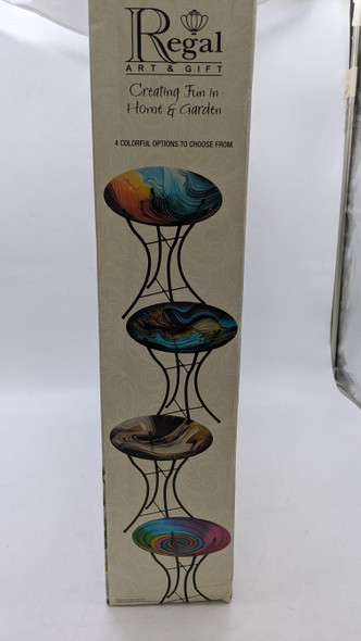 Regal Art & Gift Glass Bird Bath with Metal Stand,Black/White/Brown New