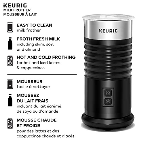 KEURIG STANDALONE FROTHER WORKS NON-DAIRY MILK HOT AND COLD FROTHING - BLACK