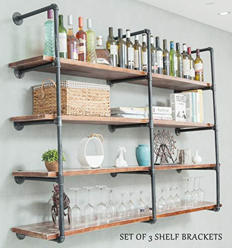Industrial Wall Mounted Pipe Shelf/Shelving/Bookshelf/Bookcase Brackets New