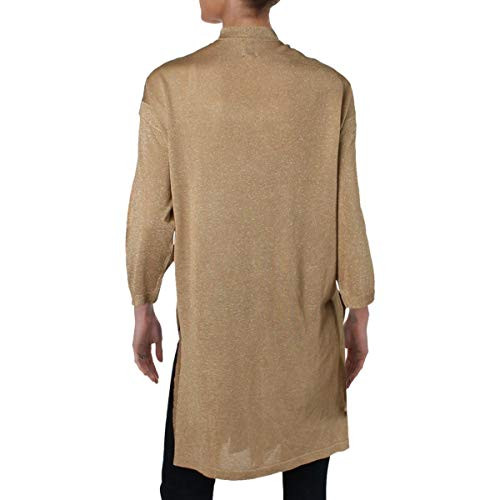 10704120 Anne Klein Women's Side Split Cardigan Sweater D18-GOLD L