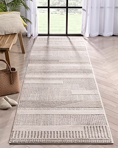 Well Woven Harlow Collection Briar Beige 2x7 Runner Rug - Clean, Easy Care New
