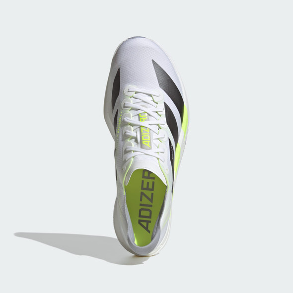 ADIDAS ADIZERO ADIOS PRO 4 SIZE: 9 - CLOUD WHITE / IRON METALLIC / SOLAR YELLOW New