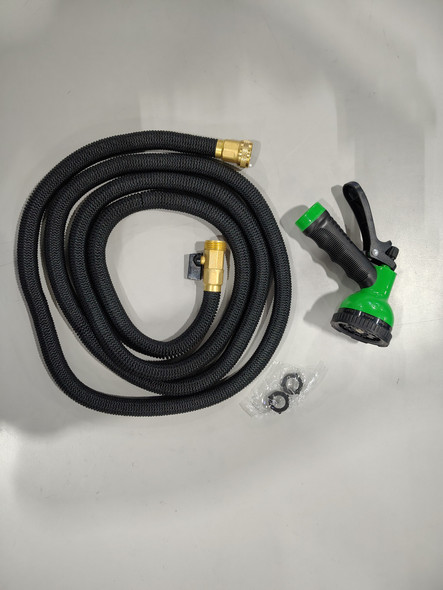 GENERIC 25FT EXPANDABLE GARDEN HOSE WITH 10 FUNCTION NOZZLE - BLACK
