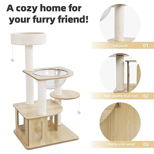 Sthdofrpaits Cat Tree, Modern Cat Tower for Indoor Cats - B0CCNRXFSB - Brown New