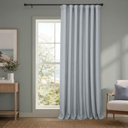 Faux Linen Extra Wide Curtains 1 Panel 100W X 84L Heather Grey B07VNS35Z3 New