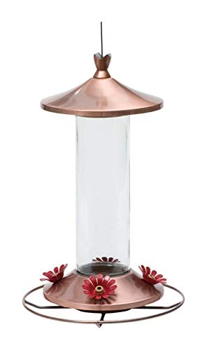 Glass Hummingbird Feeder, Elegant Copper New