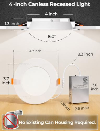 HEKEE LED Recessed Downlights Color Changing 4 Inch 6 Packs - White New