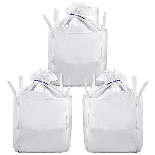 DEEBREE 66 GALLON FIBC BULK BAG 3 PACK 24"L X 24"W X 28"H 2200LBS - WHITE