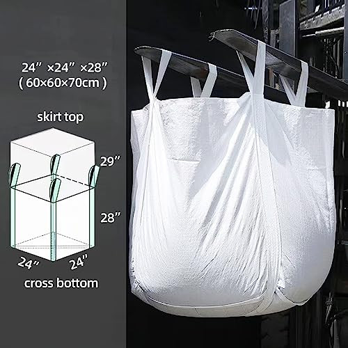 DEEBREE 66 GALLON FIBC BULK BAG 3 PACK 24"L X 24"W X 28"H 2200LBS - WHITE