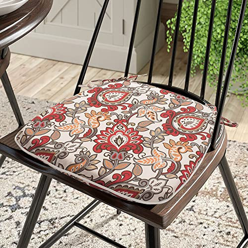 Magpie Fabrics Outdoor/Indoor 17"x16"x2" Chair Cushions with Ties mod Bot Orange New