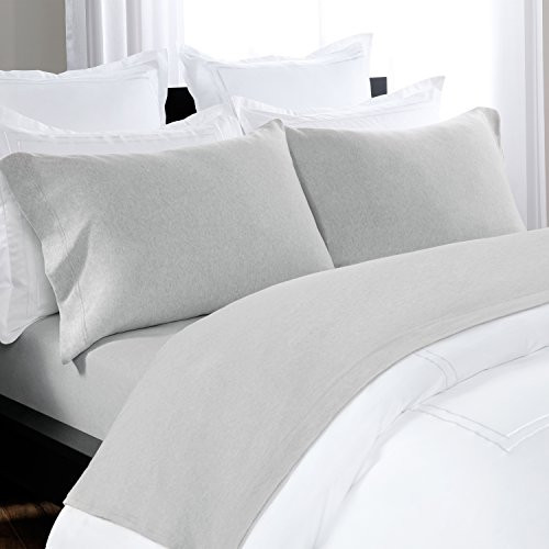 BRIARWOOD HOME HEATHERED JERSEY 100% COTTON 3 PIECE TWIN BED SHEET SET - GREY New