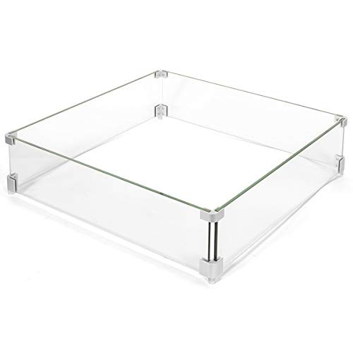 Barton 24" x 24" inch Fire Pit Wind Guard Tempered Glass 8mm Wind Guard New