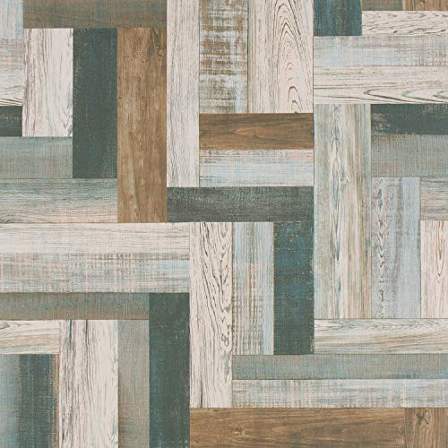 Romosa Wallcoverings Blue Ivory Gray Reclaimed Wood Wallpaper for Walls - New New